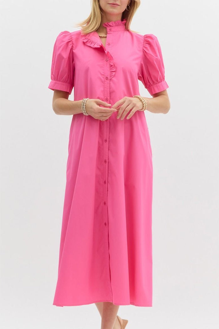 Ruffles Puff Sleeve Maxi Dress