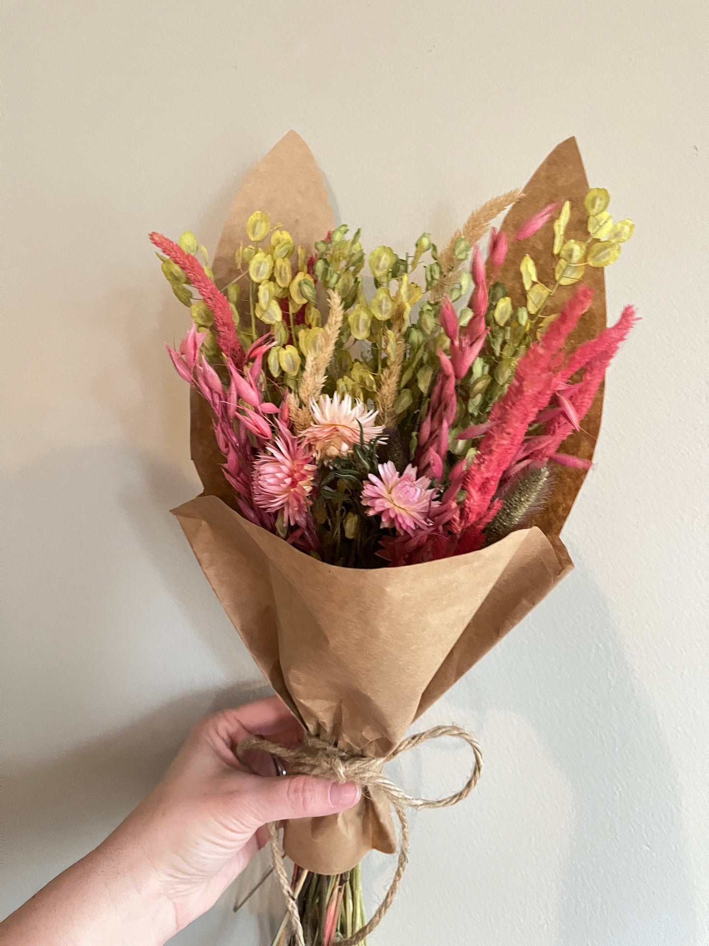 Dried flower bunny bouquet