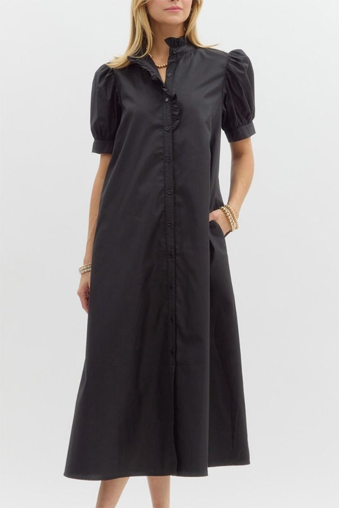 Ruffles Puff Sleeve Maxi Dress