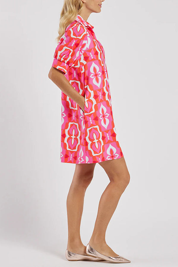Puff Sleeves Pockets Dress