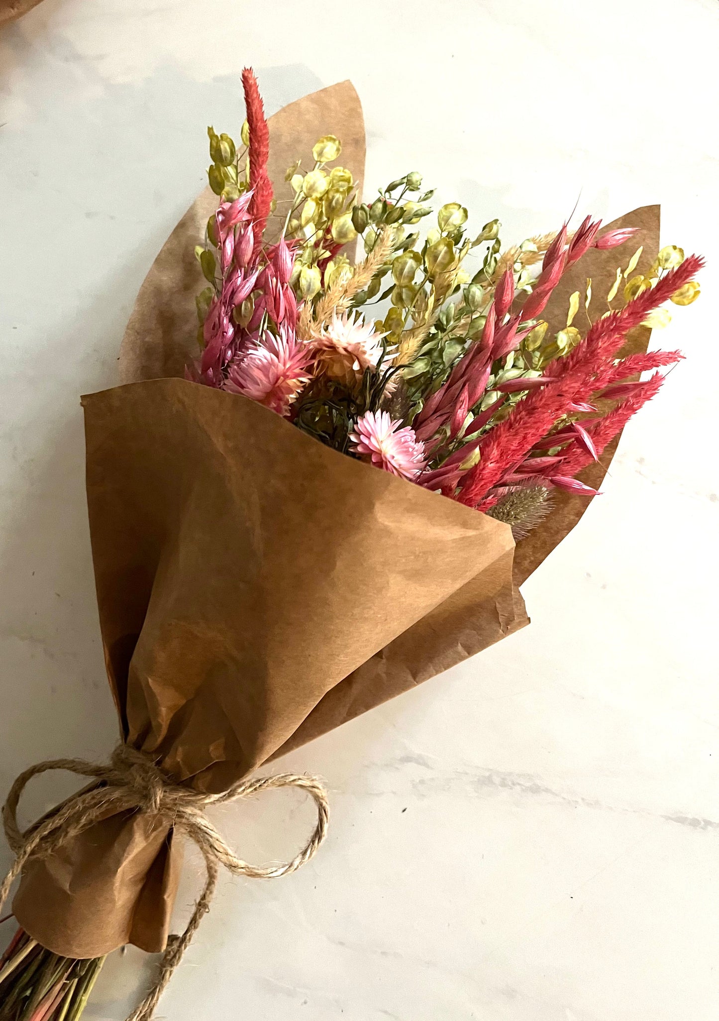 Dried flower bunny bouquet