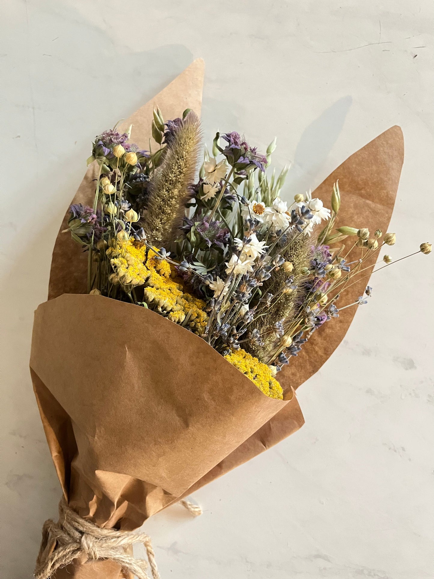 Dried flower bunny bouquet