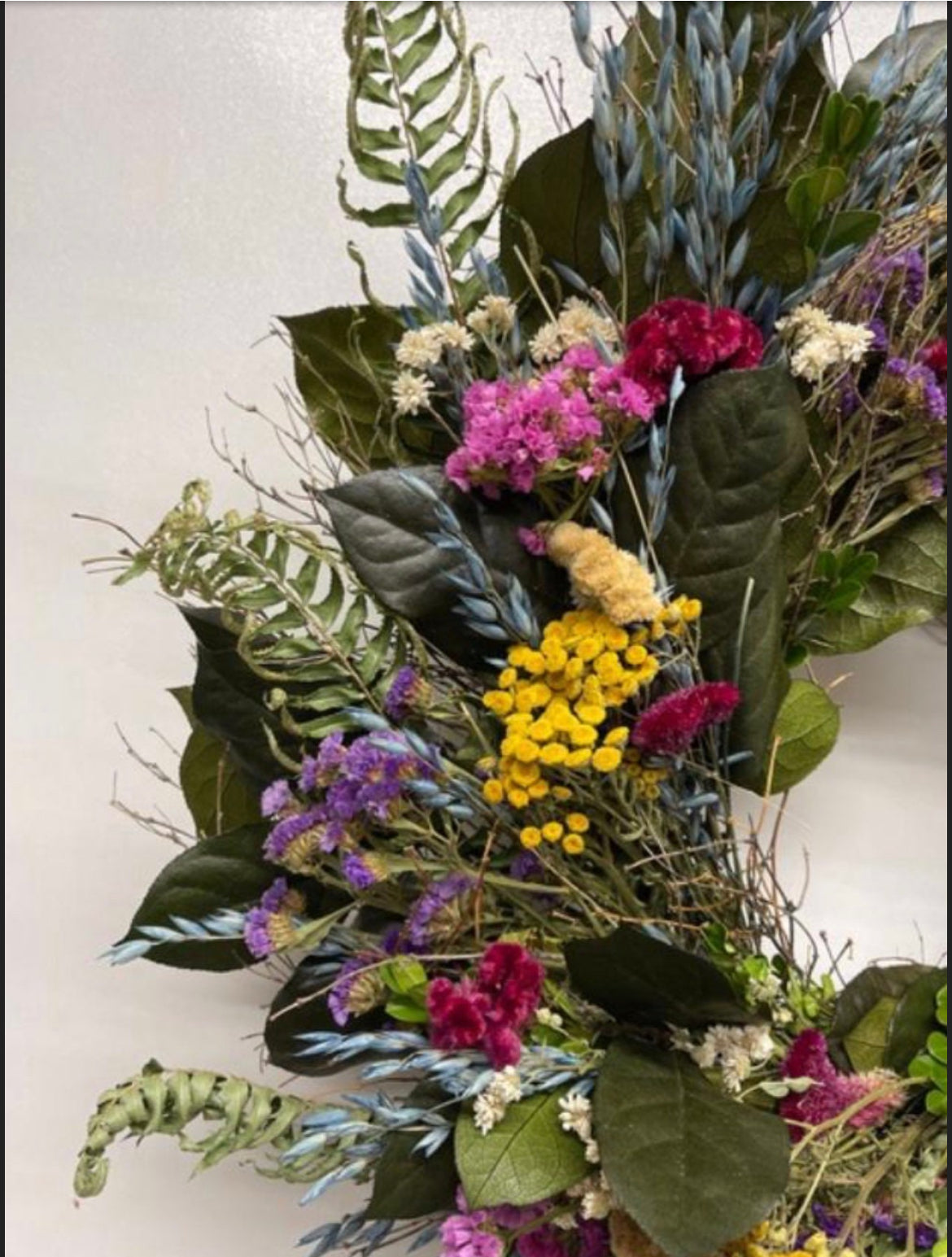 Fern and Flower Dried Floral Wreath