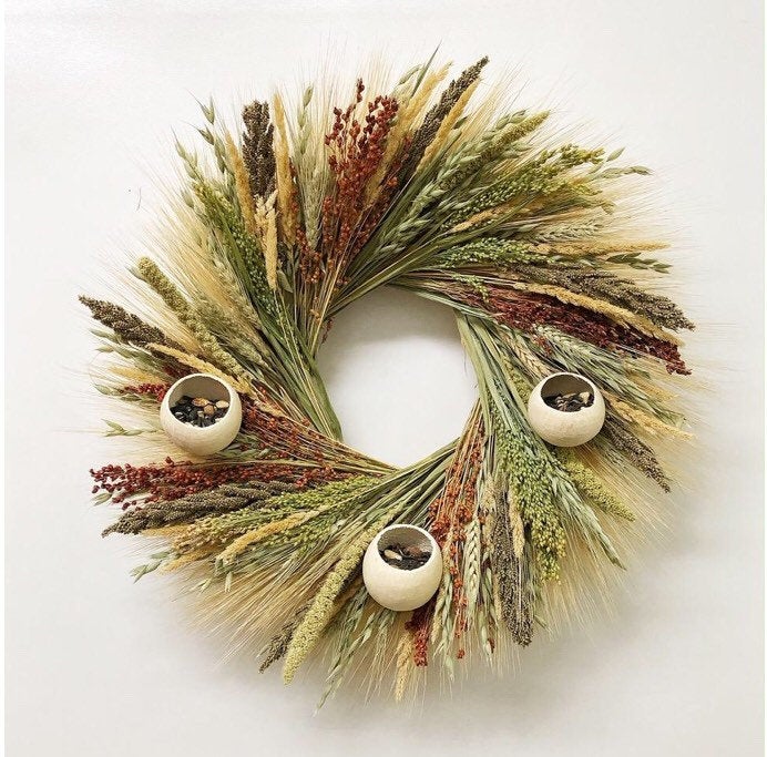 Birdfeed organic wreath- A Great Bird lover gift! Dried Flower Wreath