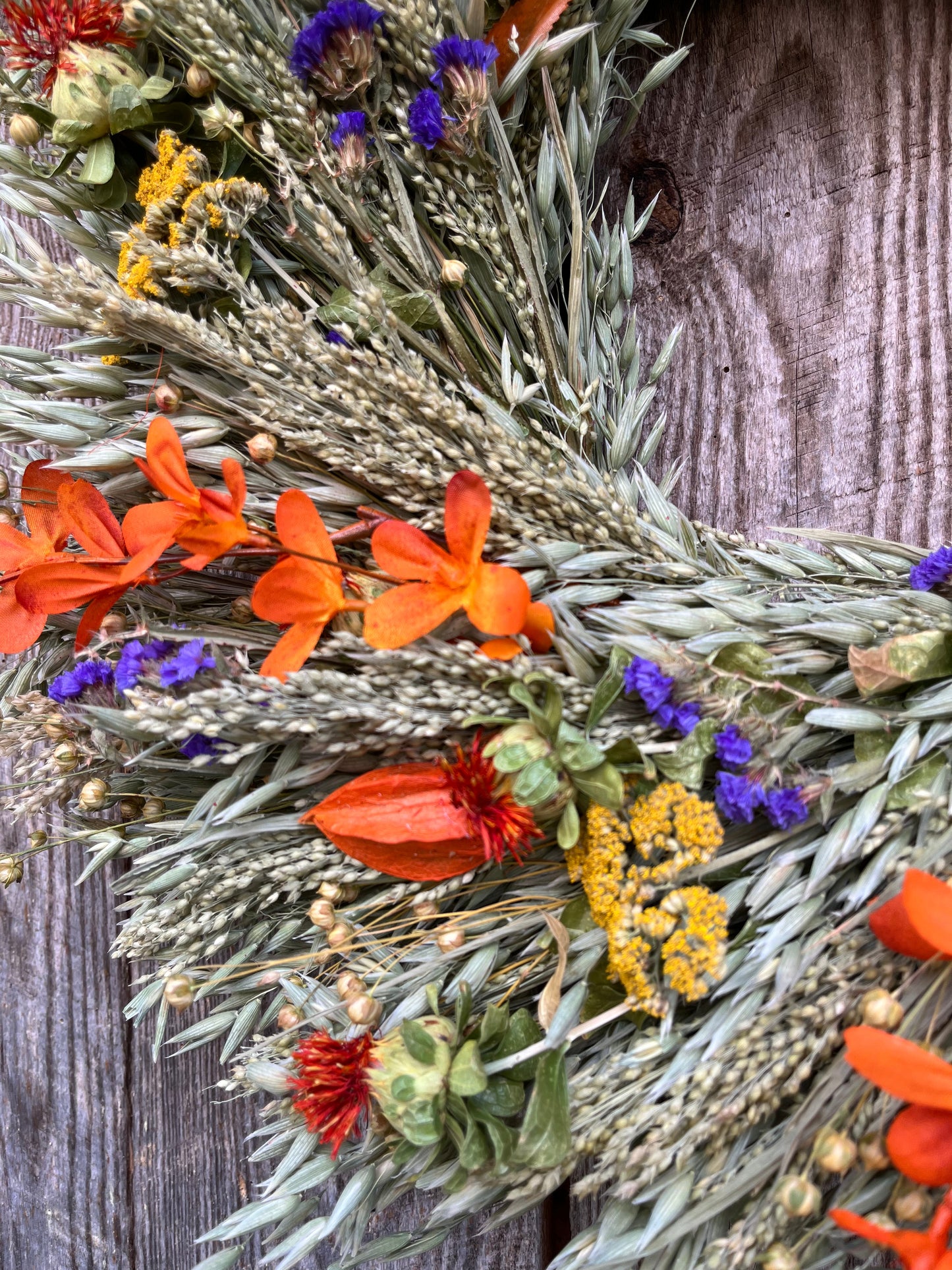 New 2022 Fall Garden Wreath. Thanksgiving Autumn Fall door décor. Dried Floral Wreath. Dried Flower Wreath for Autumn
