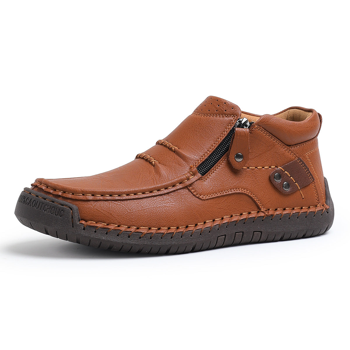 2025 new men's handmade high quality leather outdoor slip-on work boots