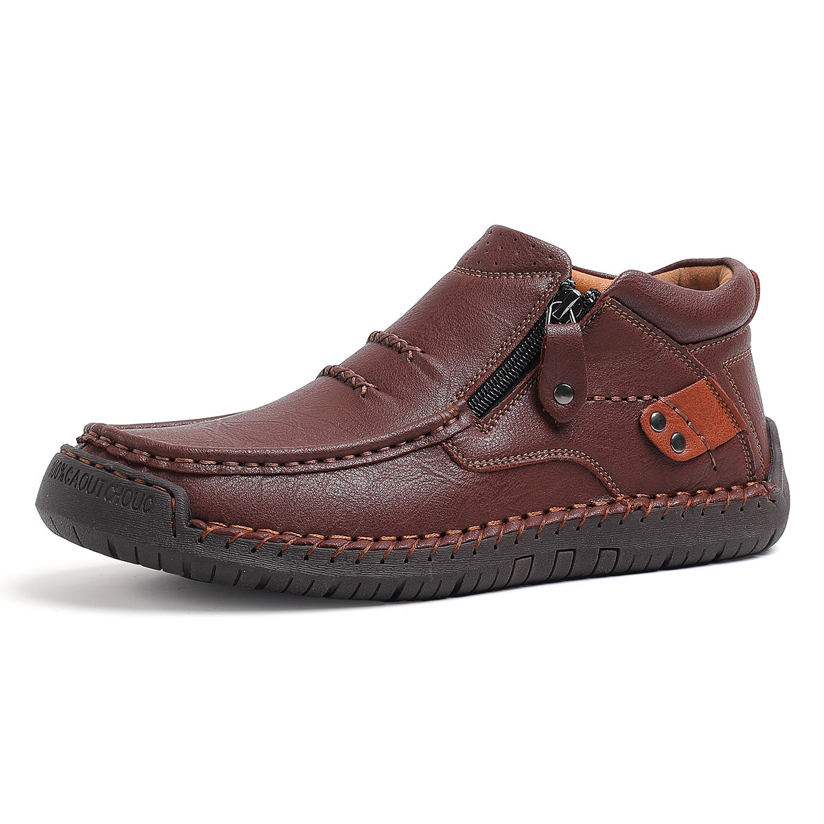 2025 new men's handmade high quality leather outdoor slip-on work boots