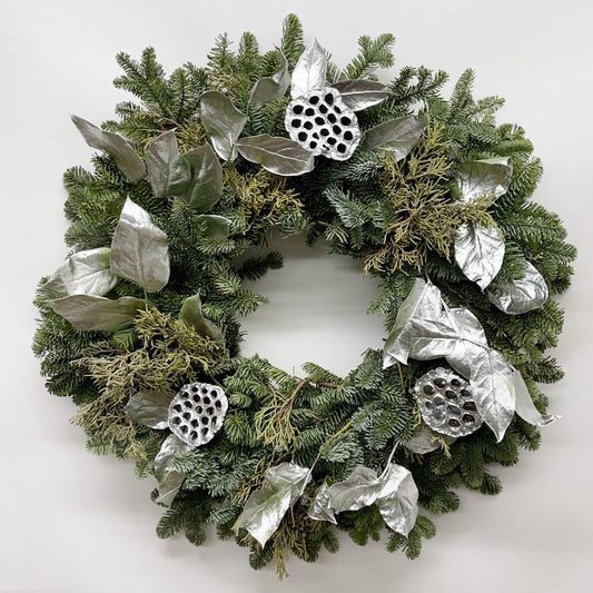Silver Glen Fresh Wreath with dried accents