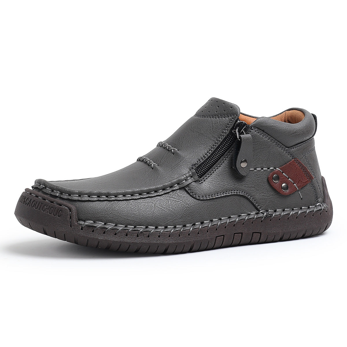 2025 new men's handmade high quality leather outdoor slip-on work boots