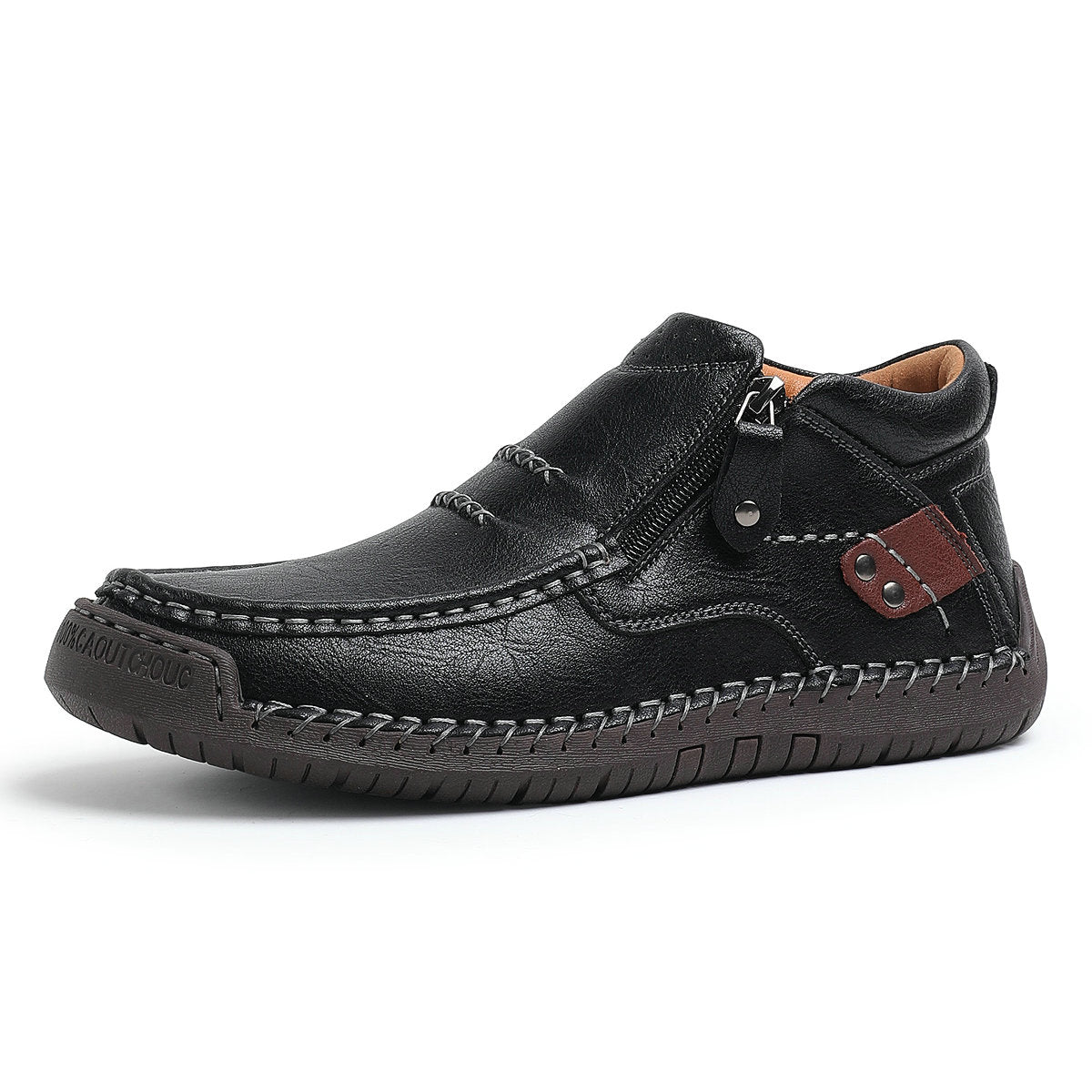 2025 new men's handmade high quality leather outdoor slip-on work boots