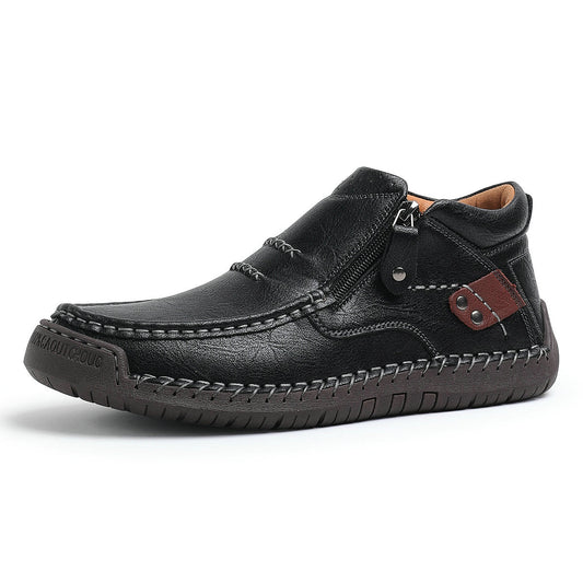 2025 new men's handmade high quality leather outdoor slip-on work boots