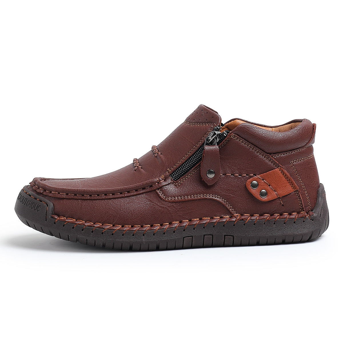 2025 new men's handmade high quality leather outdoor slip-on work boots