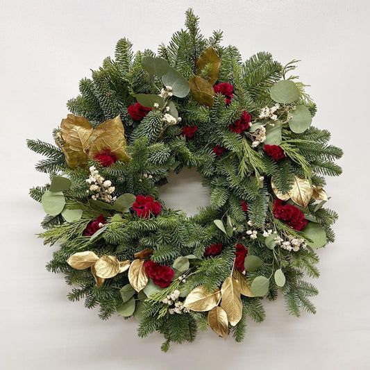 Golden Garden fresh Christmas Wreath 22 inches