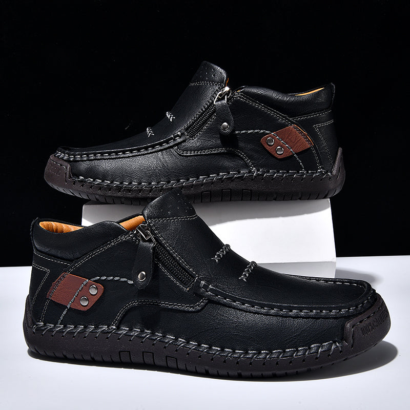 2025 new men's handmade high quality leather outdoor slip-on work boots