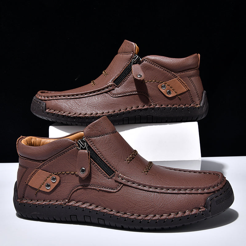 2025 new men's handmade high quality leather outdoor slip-on work boots