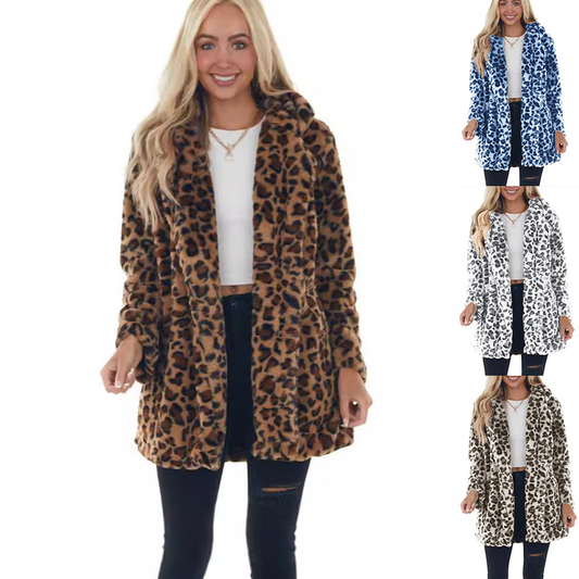 Chic Leopard Plush Coat