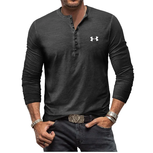 Men's Henley Vintage Long Sleeve T-Shirt