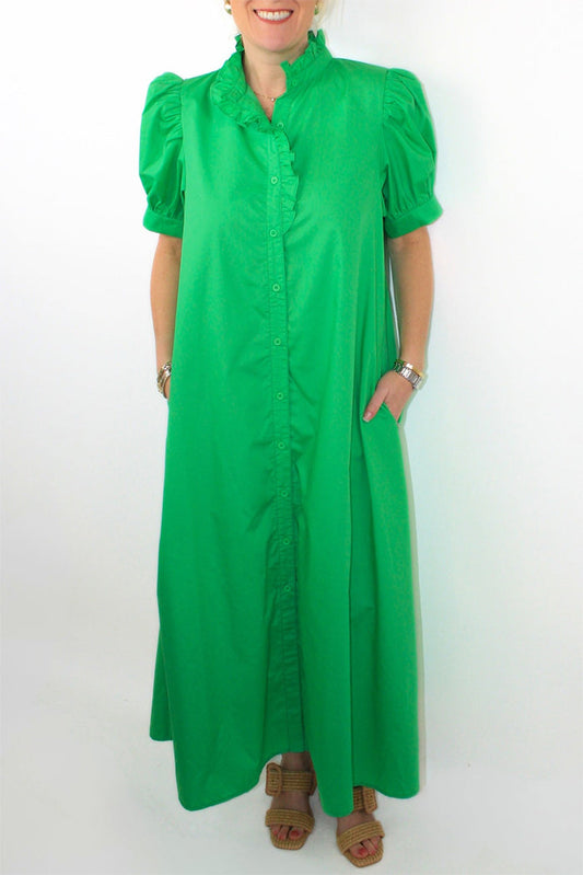 Ruffles Puff Sleeve Maxi Dress