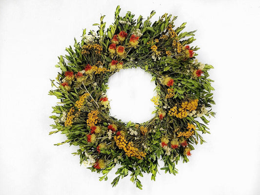 Forever Summer yellow fields dried flower wreath spring summer and fall wreath-