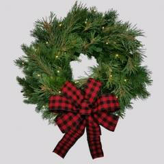 Classic Christmas fresh Noble Fir & White Pine wreath- battery operated white rice lights. Wonderful Winter and Christmas Wreath --Nov. ship