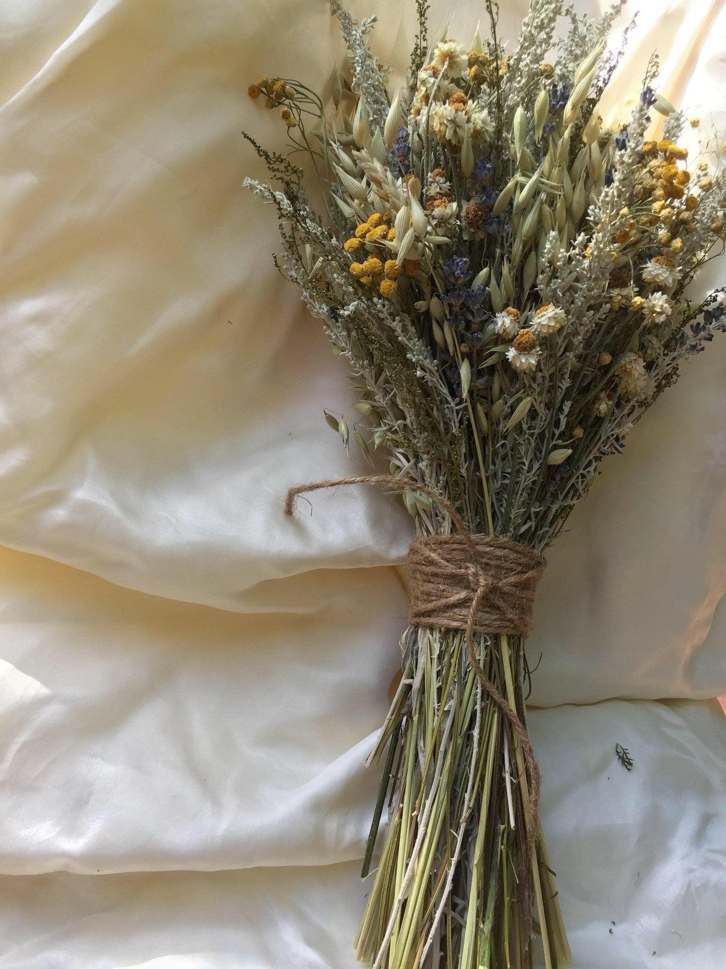 Yellow Fields Wedding Bridal Bridesmaid dried flower boho country rustic bouquet -rustic fall flower bouquet or swag August delivery