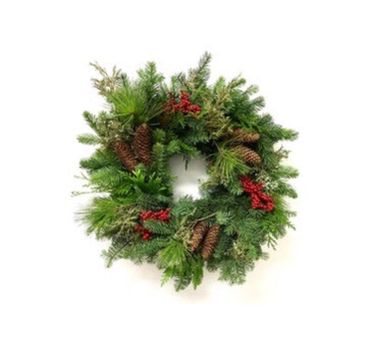 Winter Bounty woodland Wreath. Fresh evergreens and spruce pine cone wreath. Wonderful natural holiday Christmas Wreat/Centerpiece -Nov Ship
