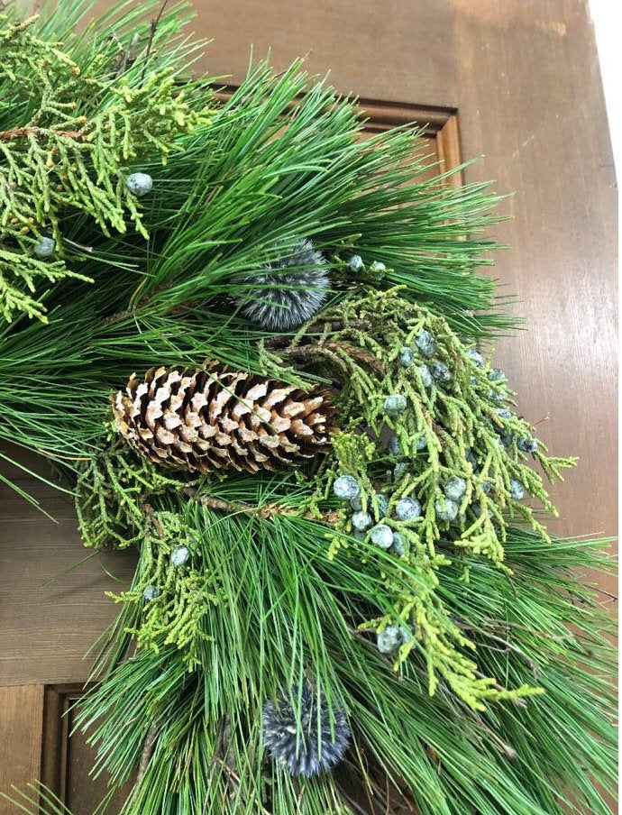 Blue Pineland Winter woodland Christmas Holiday fresh wreath