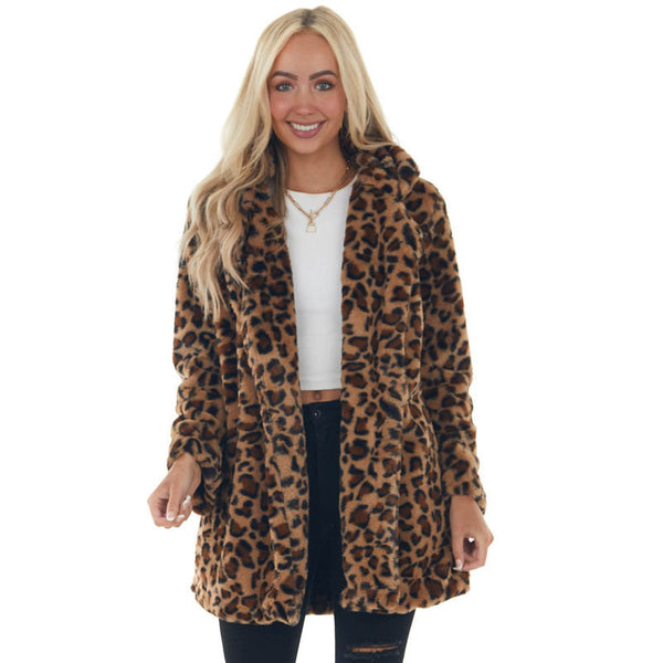 Chic Leopard Plush Coat