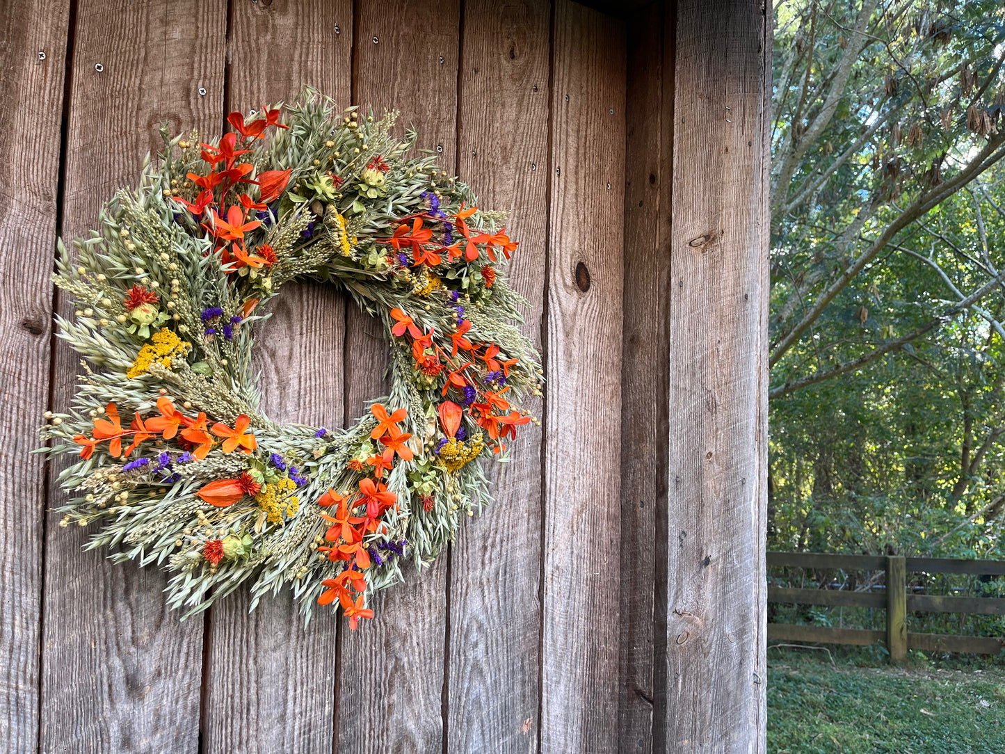 New 2022 Fall Garden Wreath. Thanksgiving Autumn Fall door décor. Dried Floral Wreath. Dried Flower Wreath for Autumn